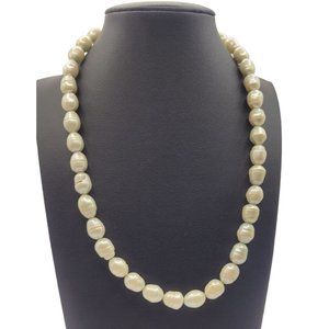 Vintage Cream Colored Baroque Pearl Necklace 16''